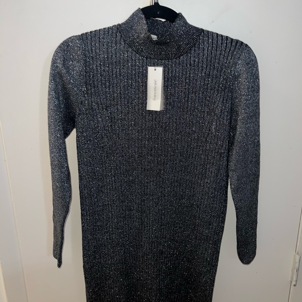 Francesca's Collections Charcoal Gray Long Sleeve Dress